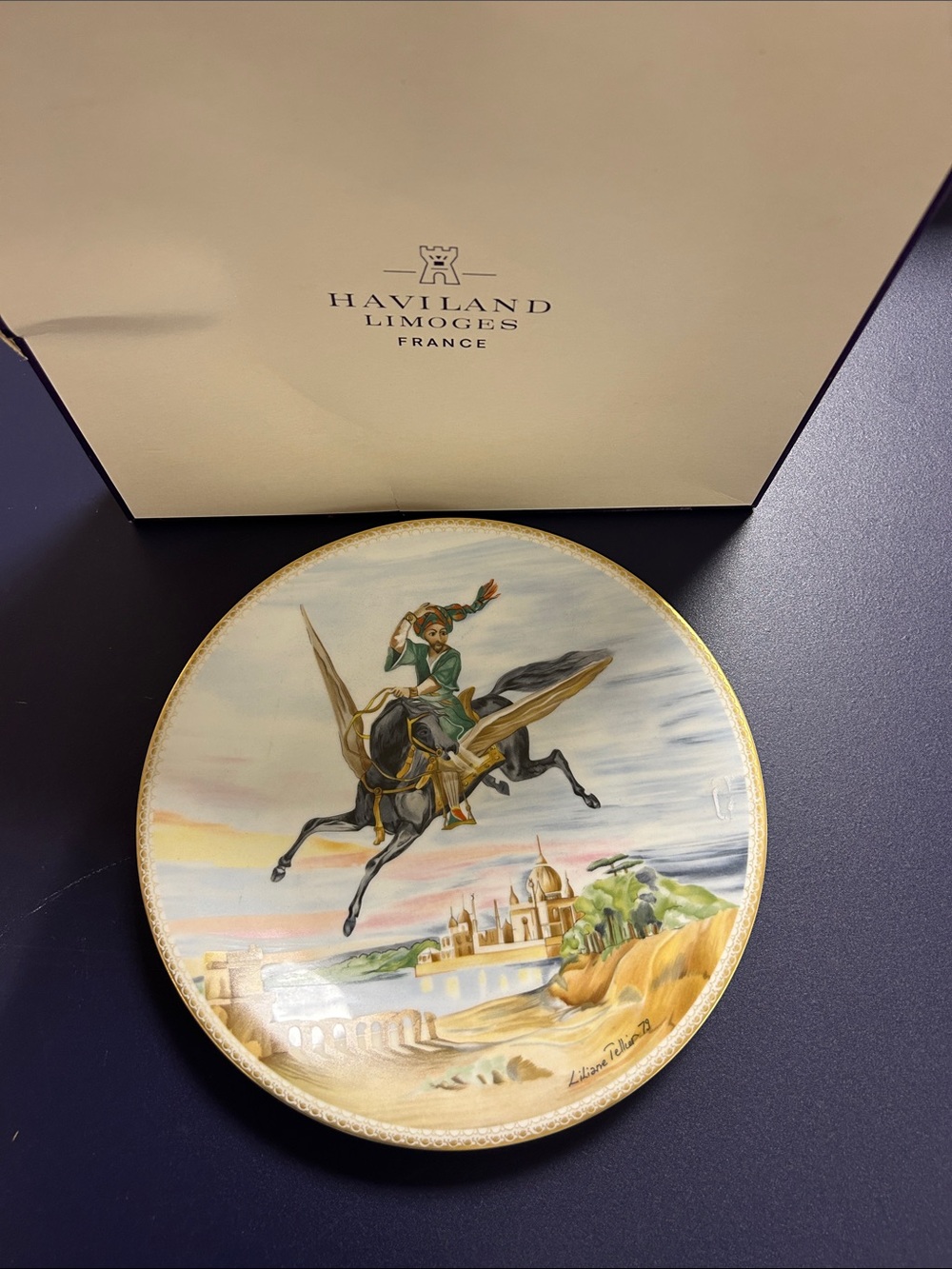 Haviland Limoges Hand-Painted Flying Horse Decorative Plate - Multicolor